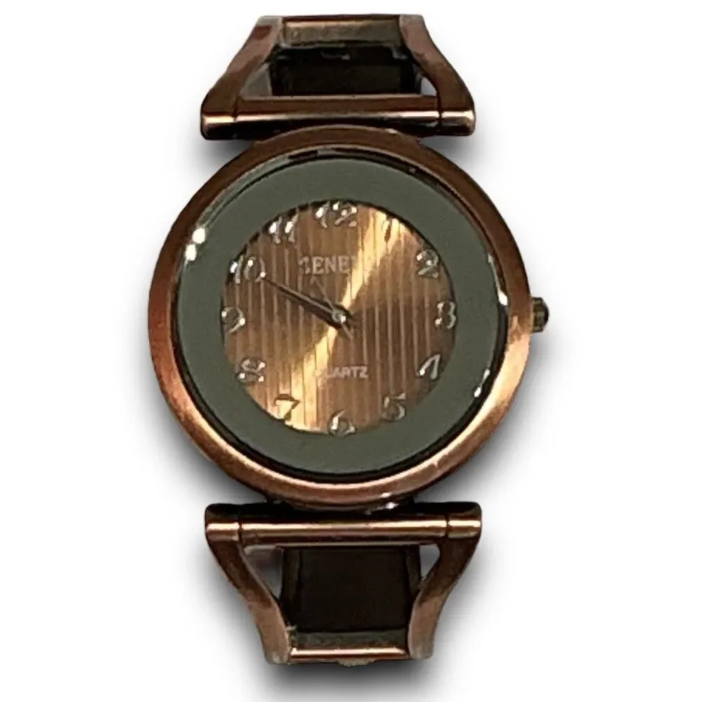 Geneva Y2K Vintage Bronze Bangle Cuff Style Fashion Wrist Watch